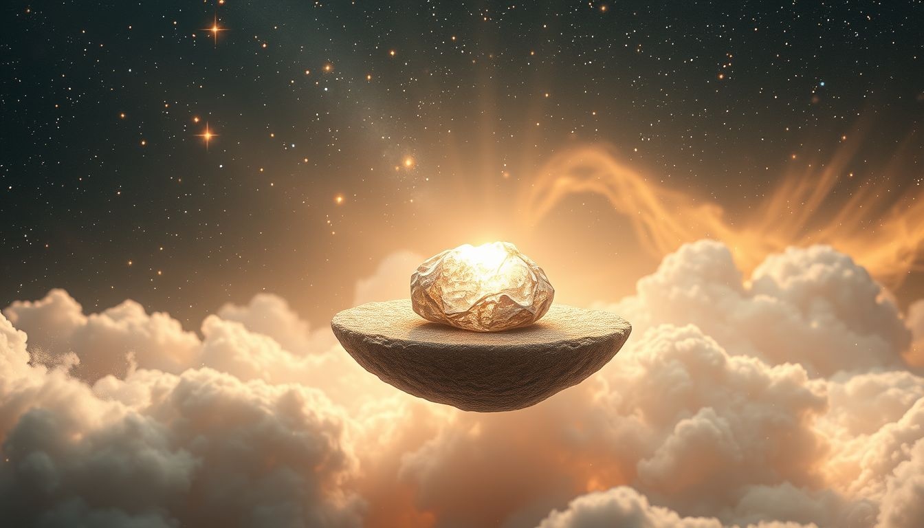 Een wondsteen vinden symboliseert genezing en verborgen wijsheid ontdekken.