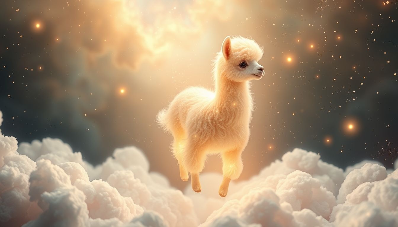 Een baby alpaca symboliseert onschuld en nieuwe levensfasen.