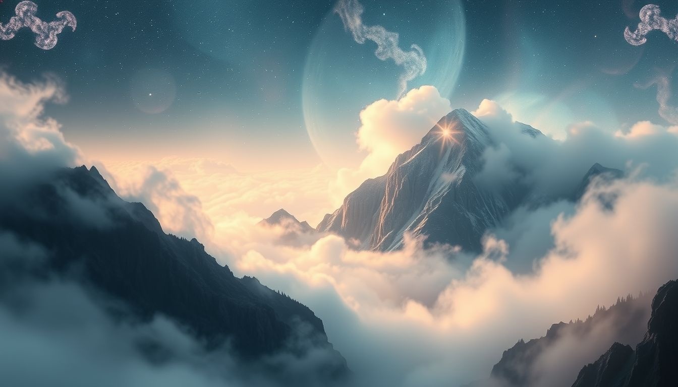 Een mistige bergkloof symboliseert onzekerheid en verborgen emoties.