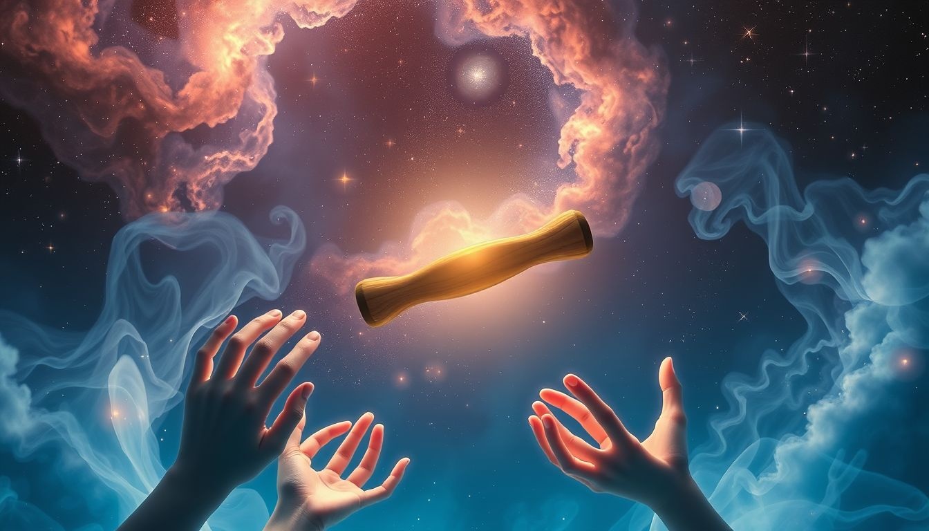 Een houten handvat symboliseert stabiliteit en natuurlijke innerlijke kracht.