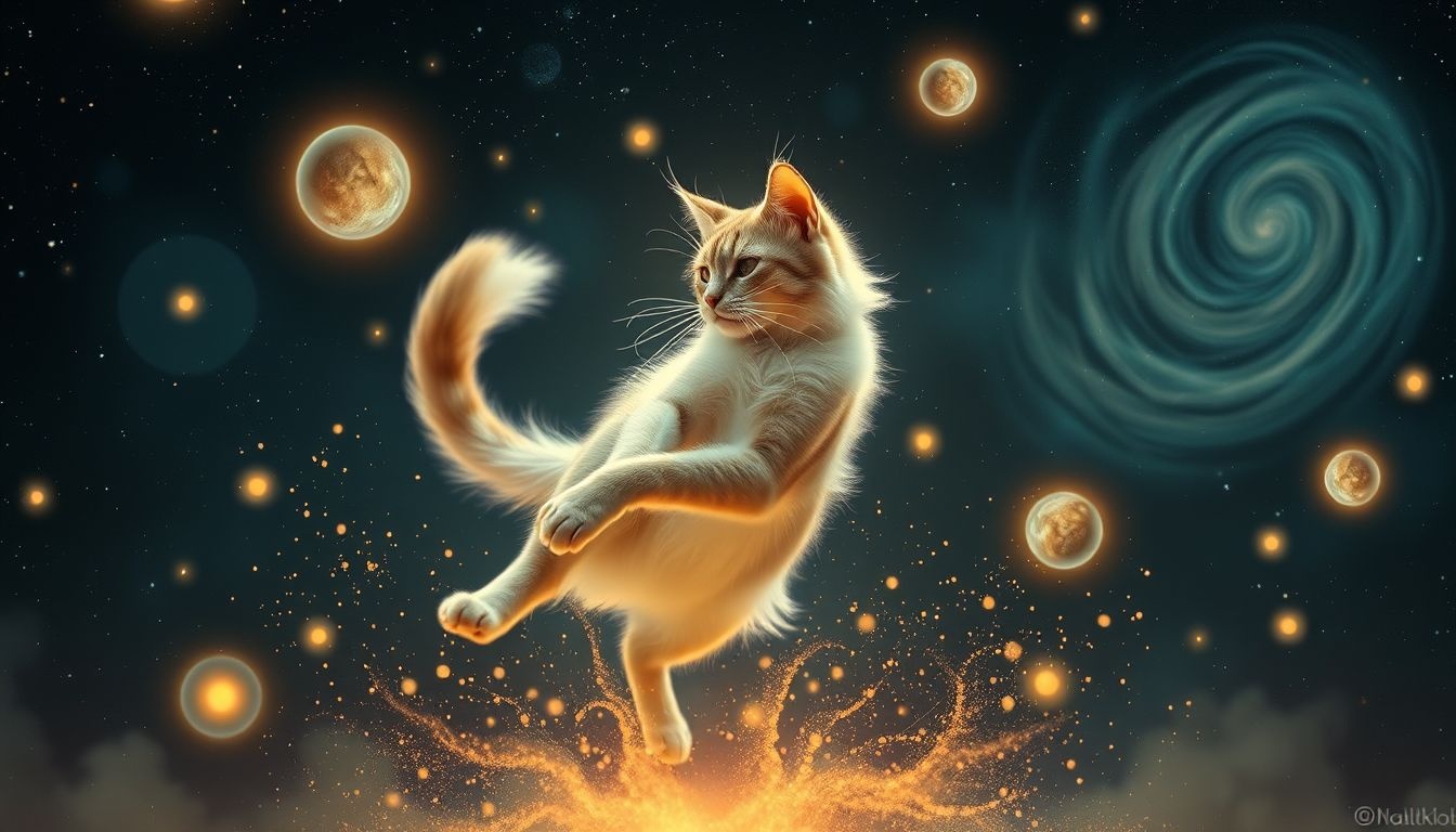 Een spelende kat symboliseert speelsheid en innerlijke vrijheid.