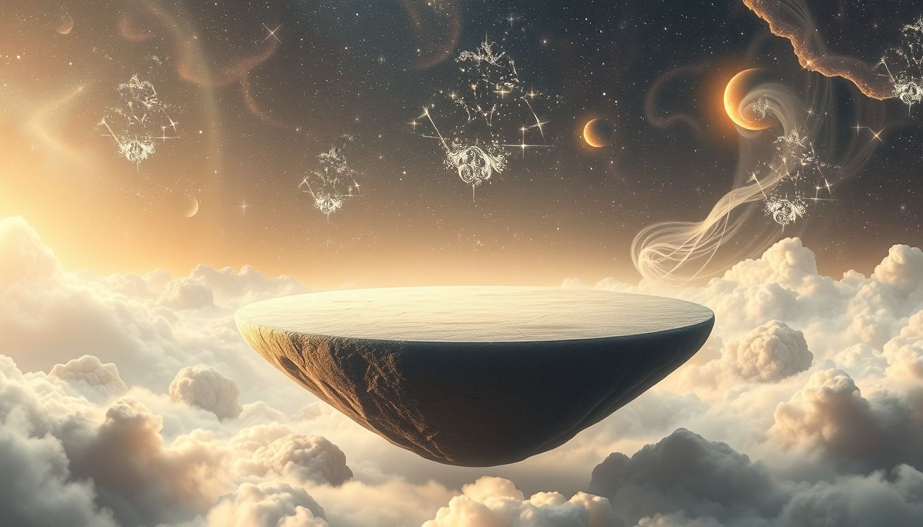 Een molensteen als tafel symboliseert stabiliteit en creativiteit in dromen.