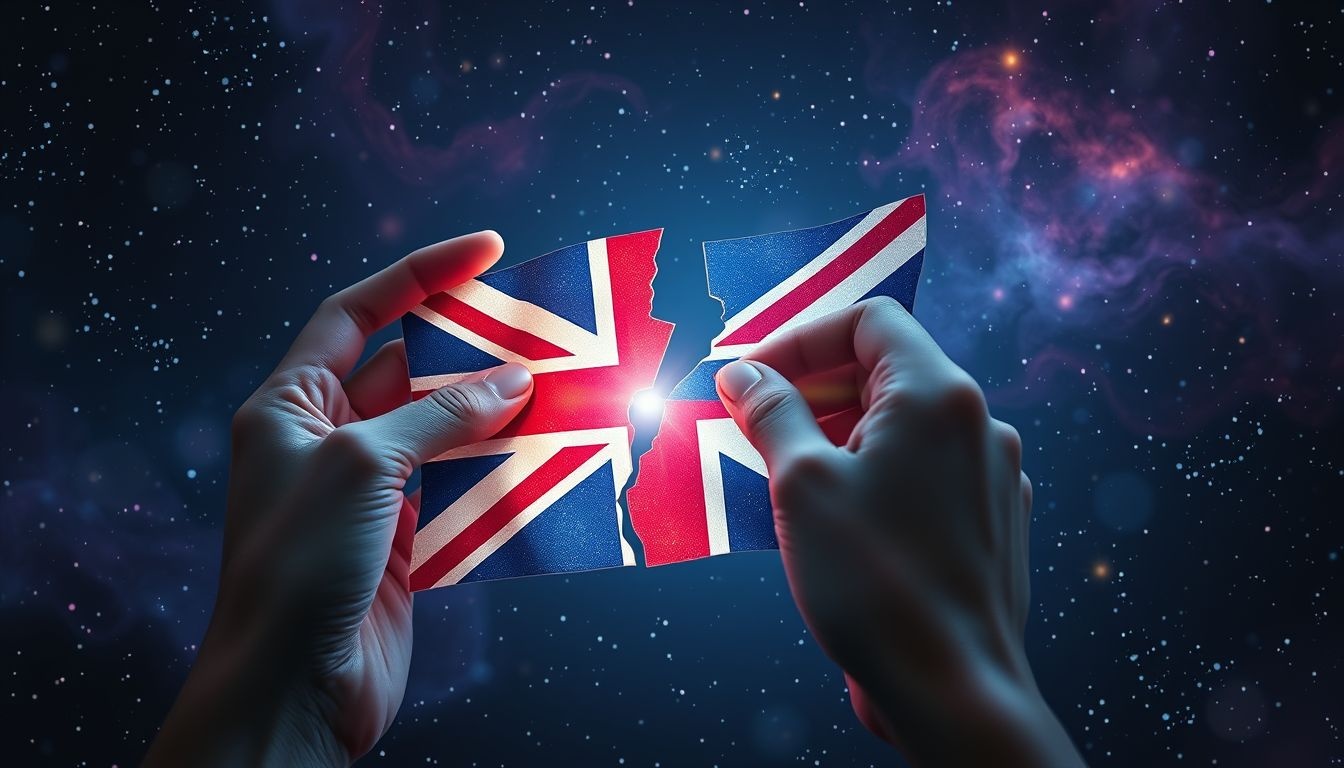 Dromen over het naaien van de Union Jack symboliseert herstel van verbondenheid.