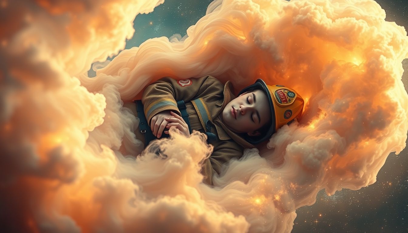 Dromen over slapende brandweerman symboliseert tijdelijk uitgestelde heldhaftigheid.