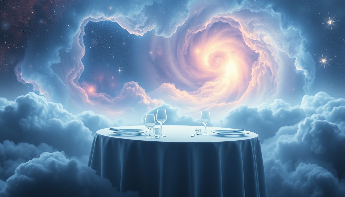 Een lege avondmaalstafel symboliseert leegte en gemiste verbondenheid.