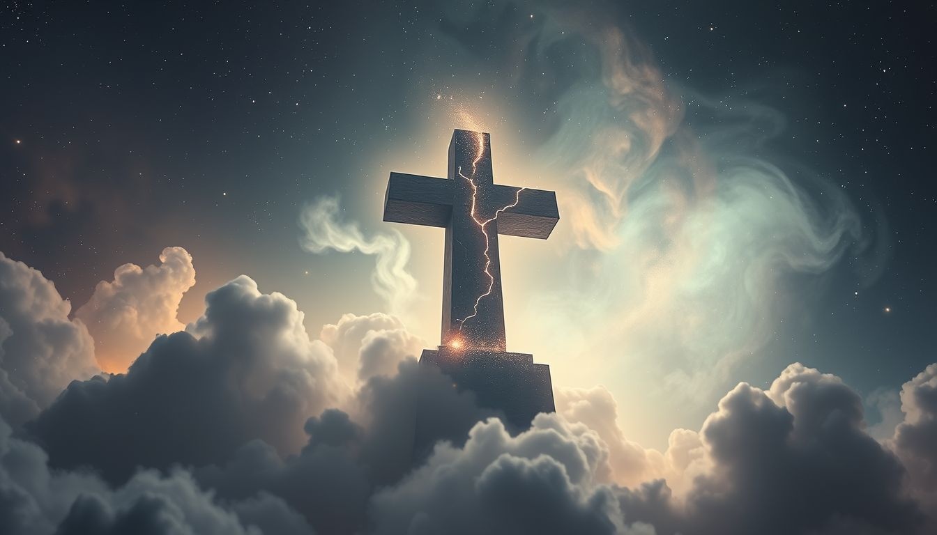 Een beschadigd torenkruis symboliseert vaak verlies van bescherming.