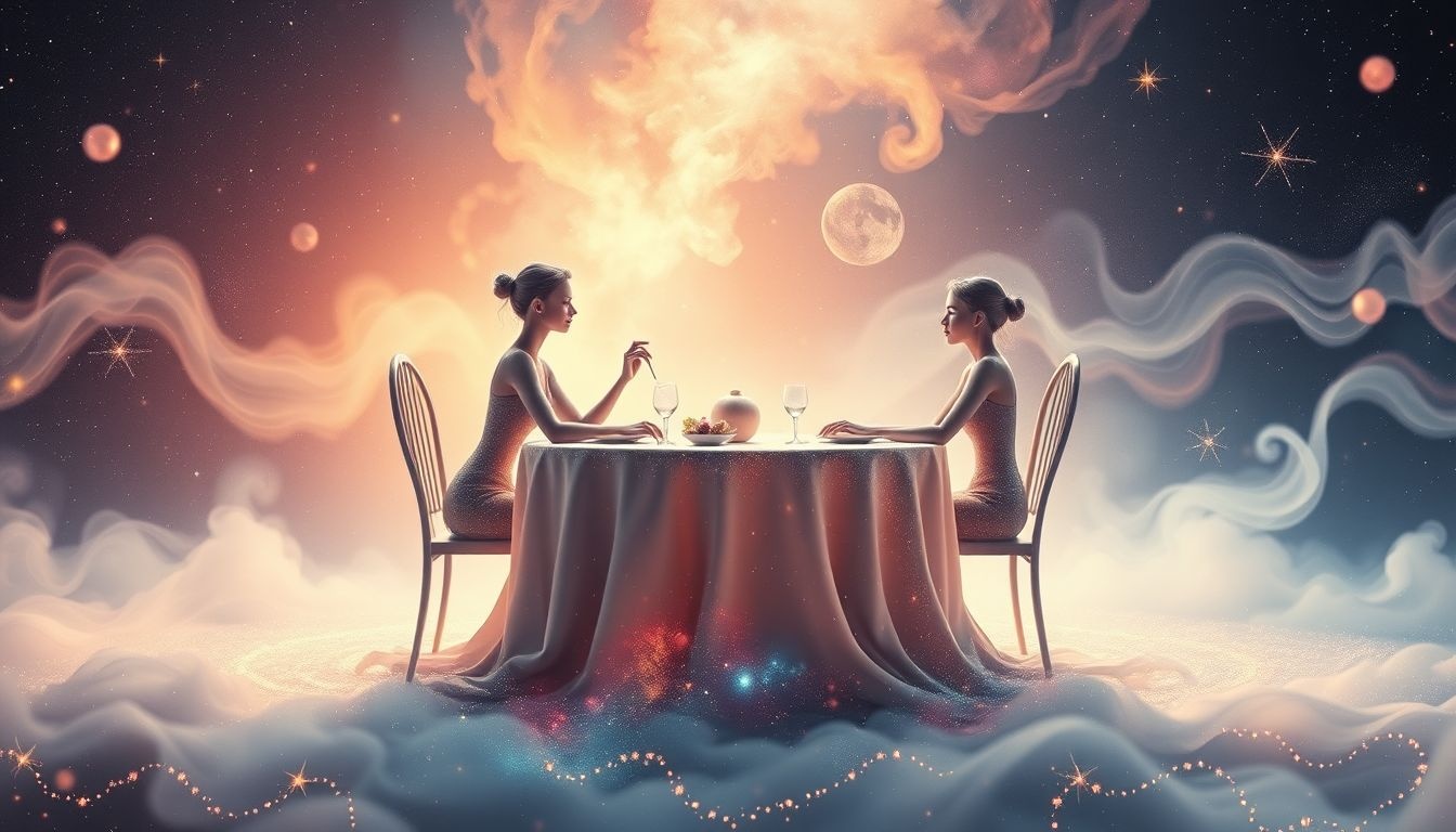Een romantisch diner symboliseert liefde en harmonie in relaties.