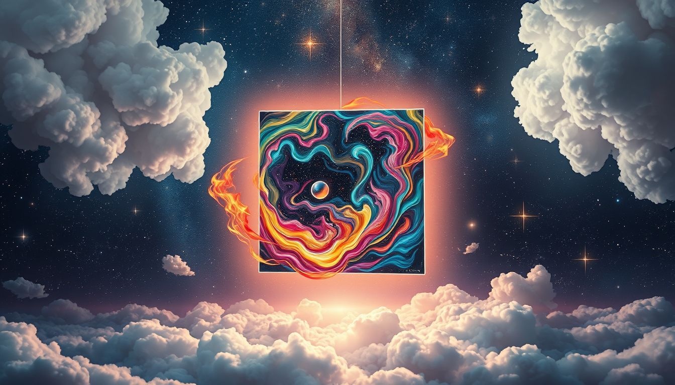 Levendige kleuren in een schilderij symboliseren creatieve energie en emoties.