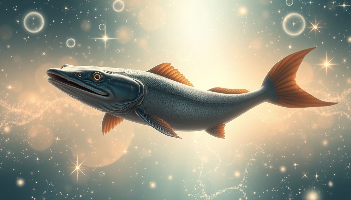 Een steur stroomopwaarts symboliseert doorzettingsvermogen en innerlijke kracht.