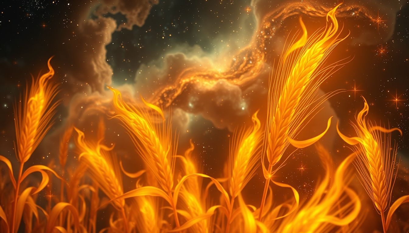 Droom 12: Brandend graan symboliseert verlies en onverwachte tegenspoed.