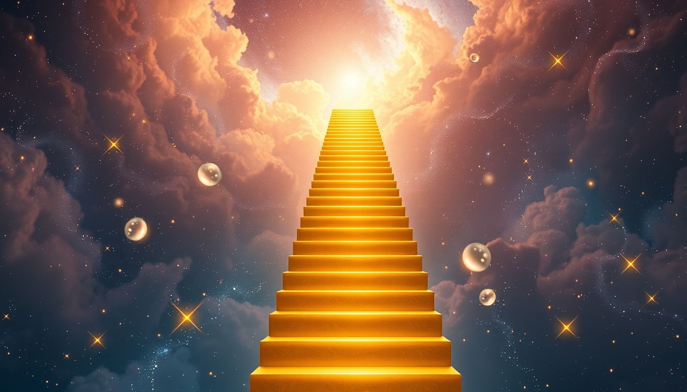 Vergulde trappen symboliseren vaak persoonlijke groei en spirituele verheffing.