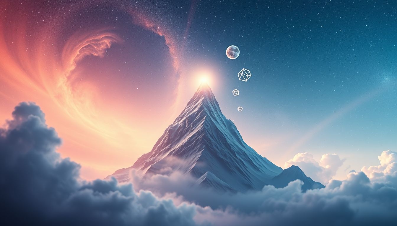 Een berg beklimmen met goed weer symboliseert succes en doorzettingsvermogen.