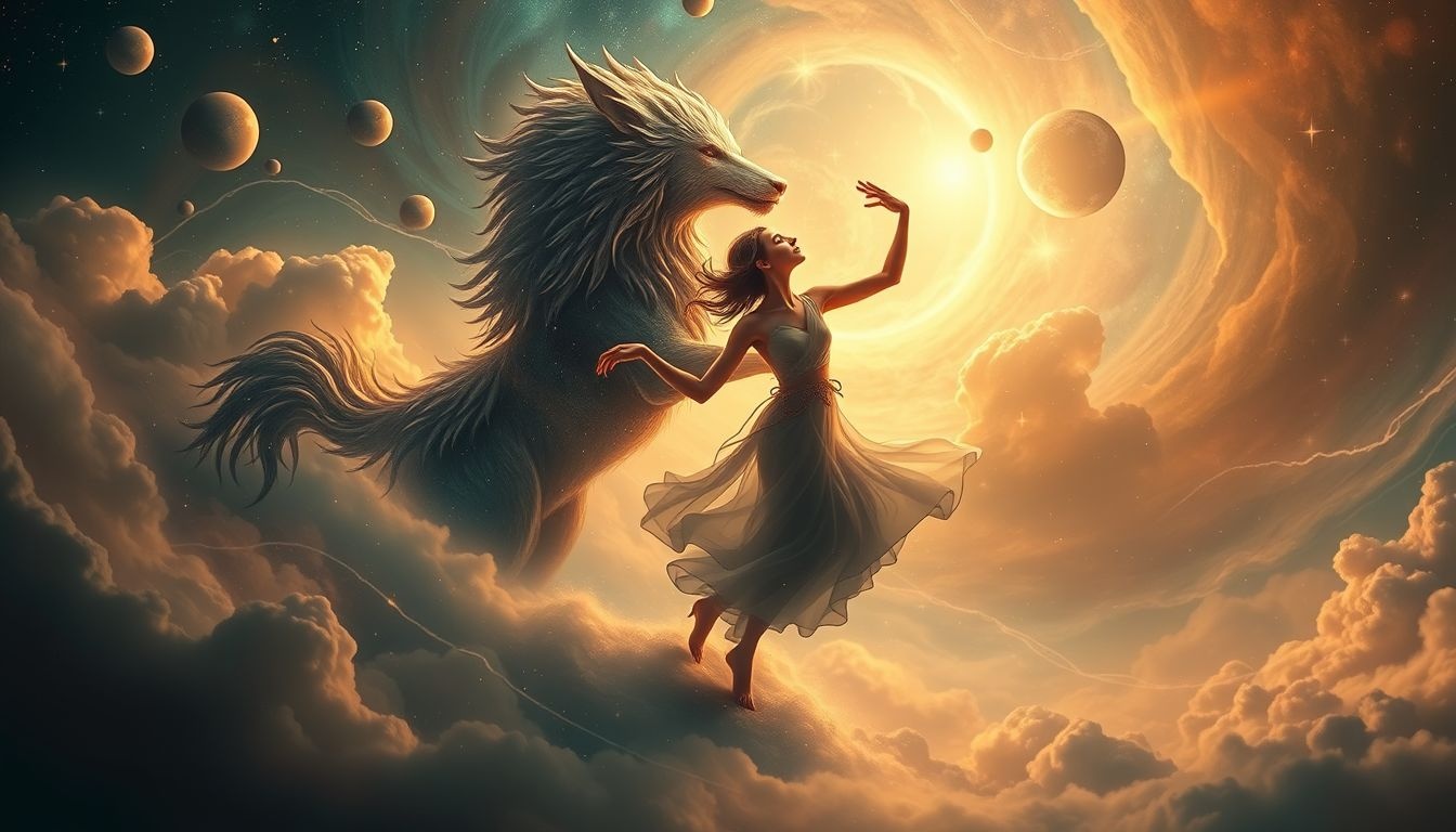 Dromen van fandango dansen met een dier symboliseert vrijheid en instinct.