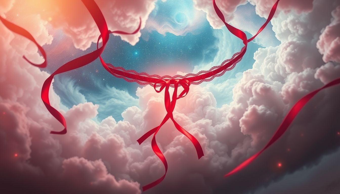 Een rode kousenband symboliseert passie en onverwachte verbondenheid in dromen.