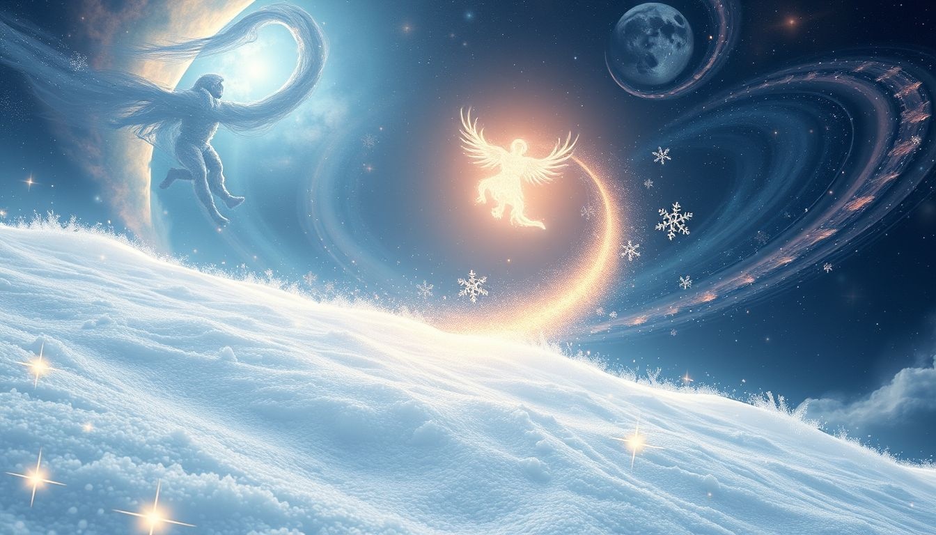 Een sprongetje in sneeuw symboliseert zuivere vreugde en nieuwe kansen.