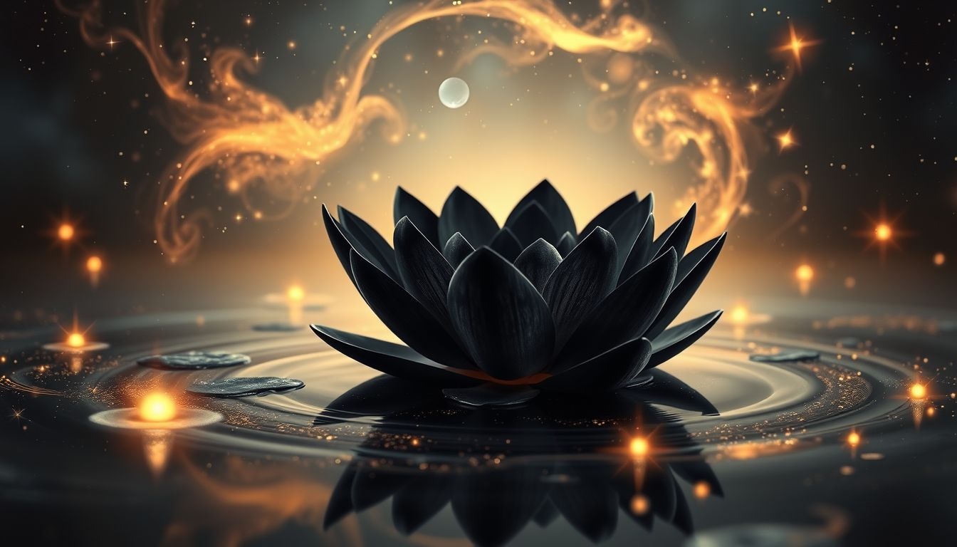 Een zwarte waslelie symboliseert verborgen emoties en diepgaande transformatie.