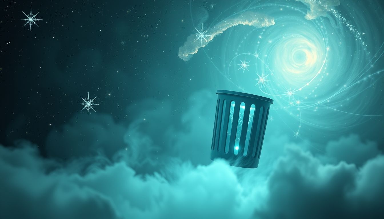 Een prullenbak op een vreemde plek symboliseert ongewenste emoties.