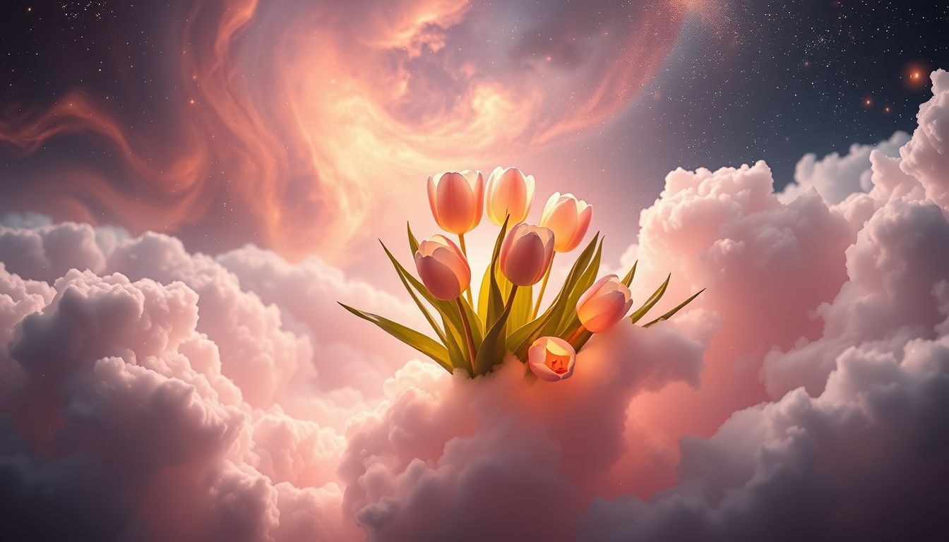 Een boeket tulpen ontvangen symboliseert onverwachte vreugde en liefde.