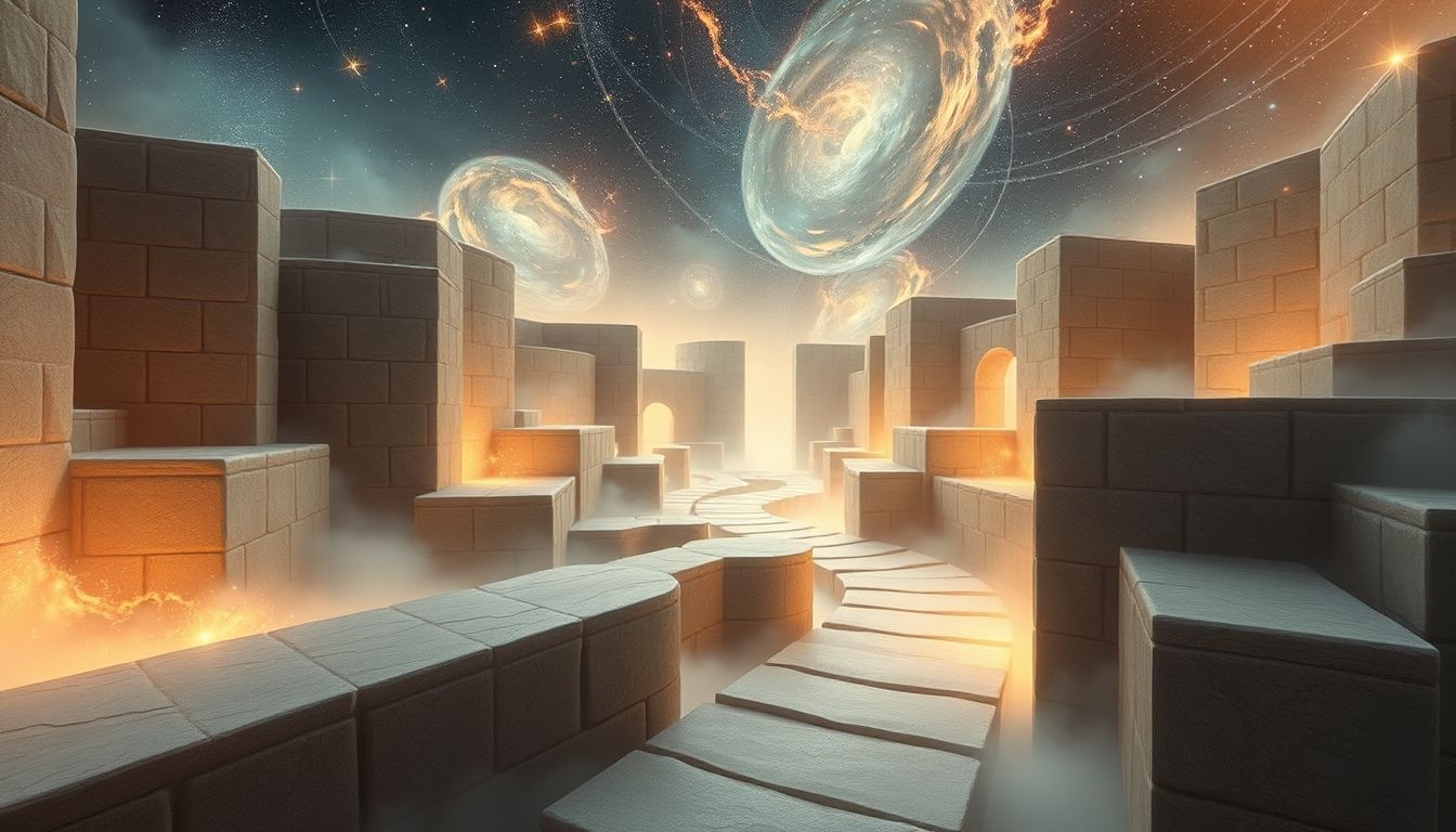 Droom 14 onthult innerlijke verwarring middels een labyrint van stenen.