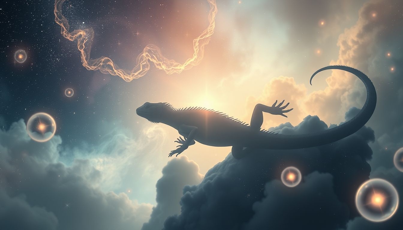 Een grote hagedis symboliseert krachtige transformatie en innerlijke kracht.