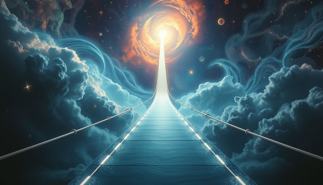 Een smalle loopbrug symboliseert groeiende onzekerheid en uitdagingen in dromen.