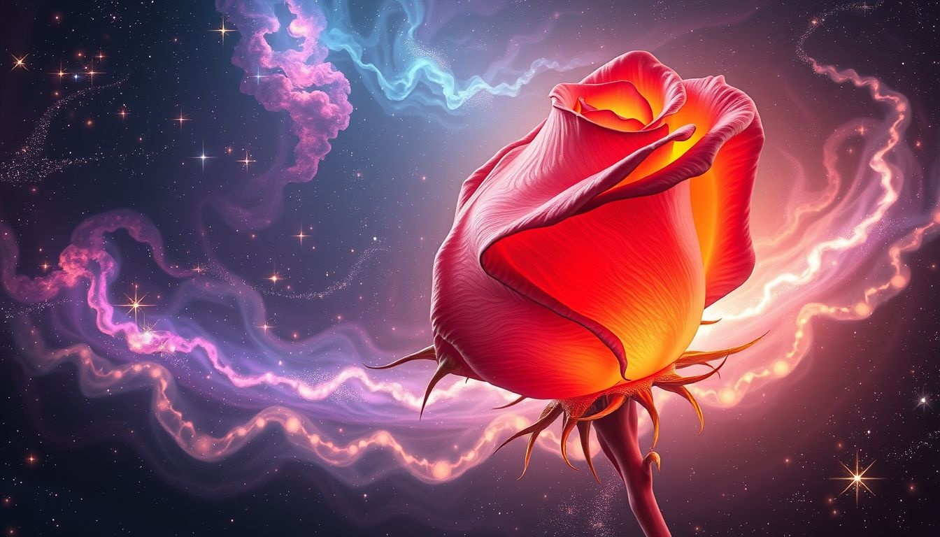 Een roos met doorns symboliseert liefde met pijnlijke uitdagingen.