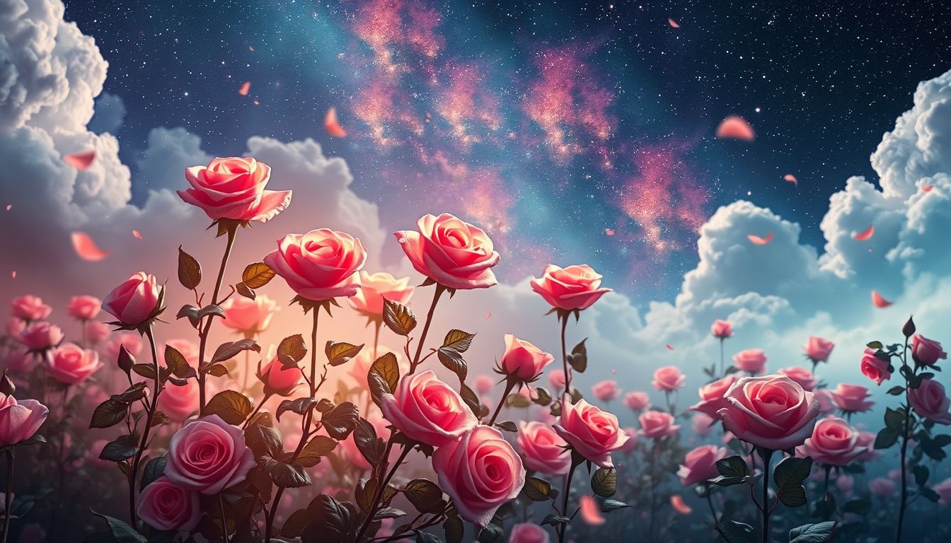 Rozen in een tuin symboliseren groei, liefde en innerlijke harmonie.