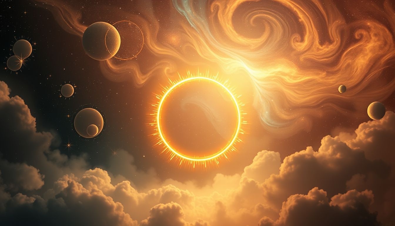 Een gloeiende cirkellijn symboliseert energie en spirituele verlichting.