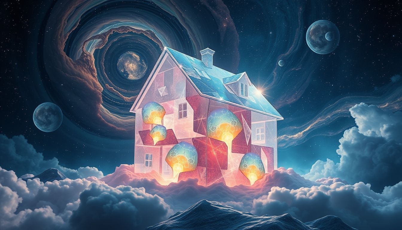 Een huis bouwen van restmaterialen symboliseert creativiteit en hergebruik.