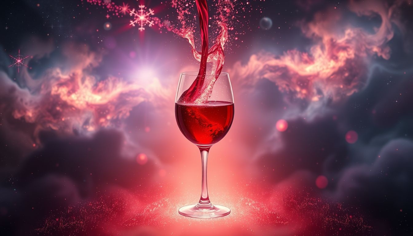 Een rood wijnglas dat overloopt symboliseert overvloed en passie.