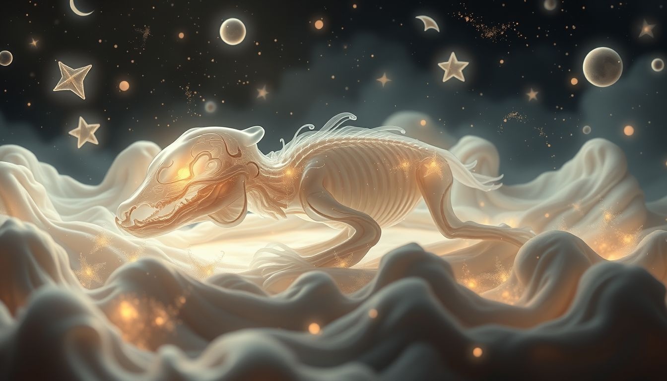 Een sprekend karkas symboliseert onuitgesproken waarheden en verborgen emoties.