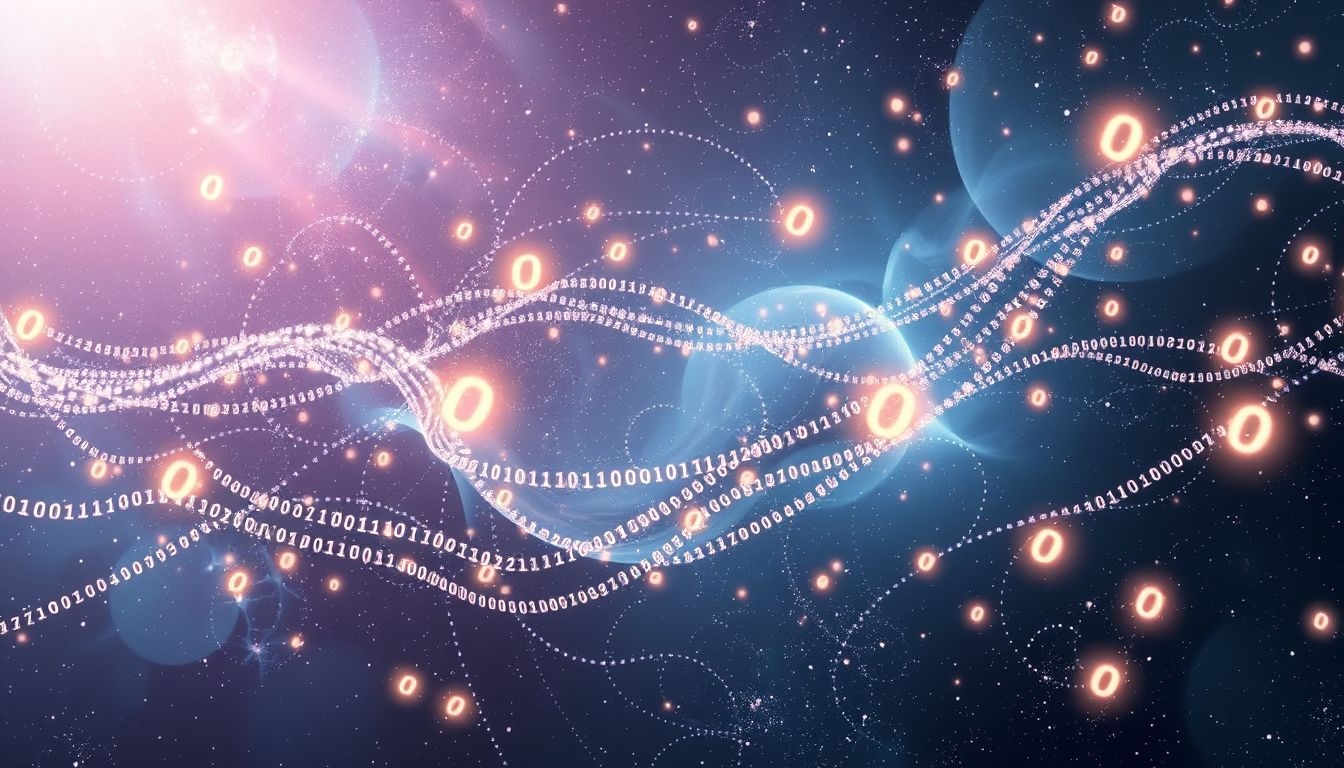Dromen in binaire code symboliseren digitale communicatie en verborgen boodschappen.