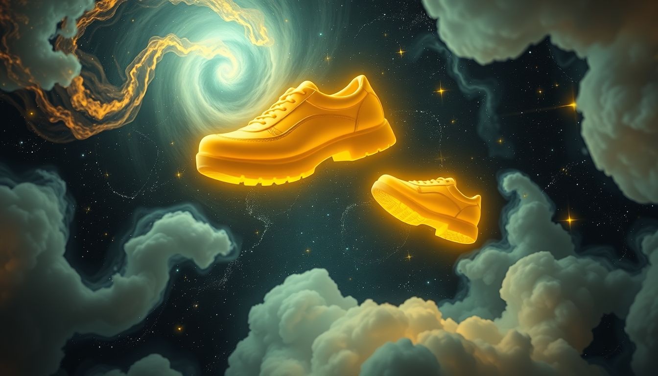 Dromen over te grote gele schoenen symboliseert onzekerheid en overdreven optimisme.