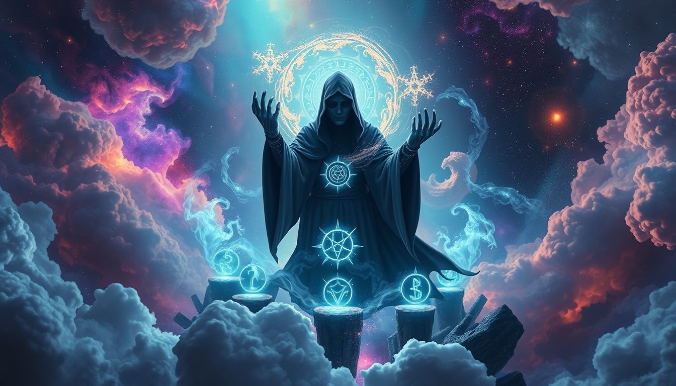 Een necromancer-ritueel symboliseert het loslaten van verleden controle.