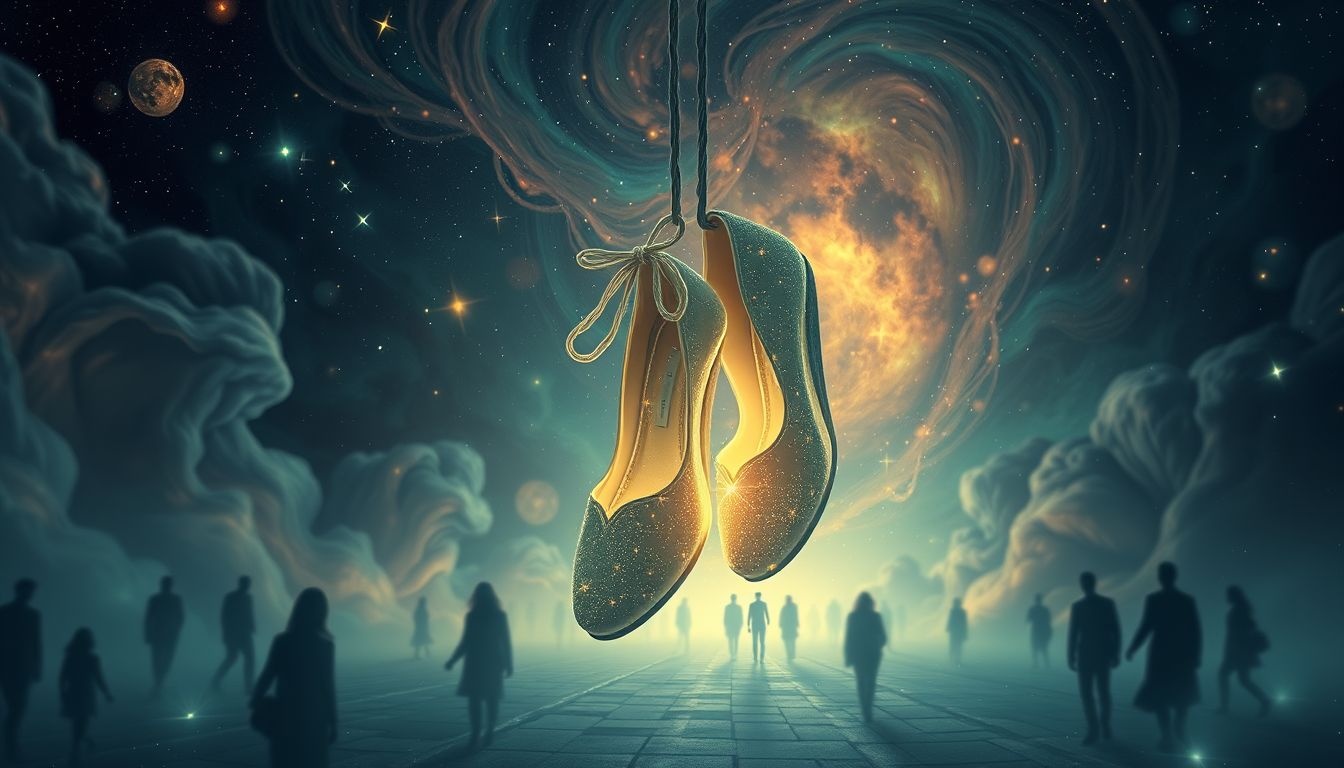 Vastzitten in schoenen symboliseert belemmeringen in je levenspad.