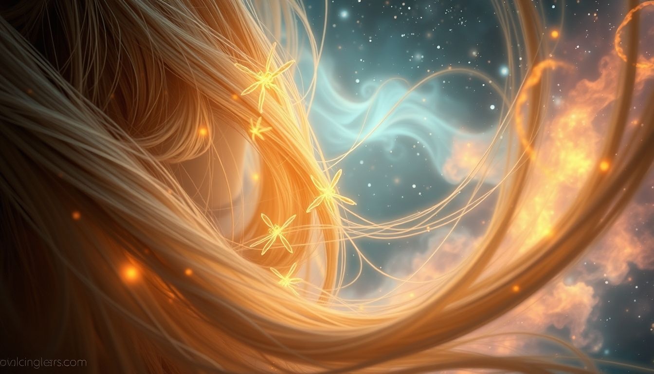 Bloemmeeldraden in haren symboliseren vaak nieuwe creatieve energieën.