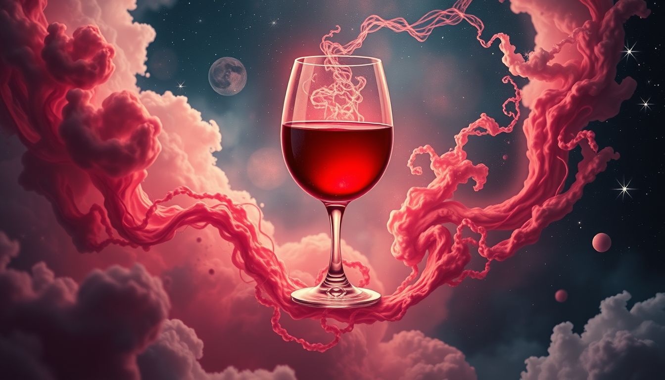 Een rood wijnglas gevuld met bloed symboliseert intense emoties en passie.