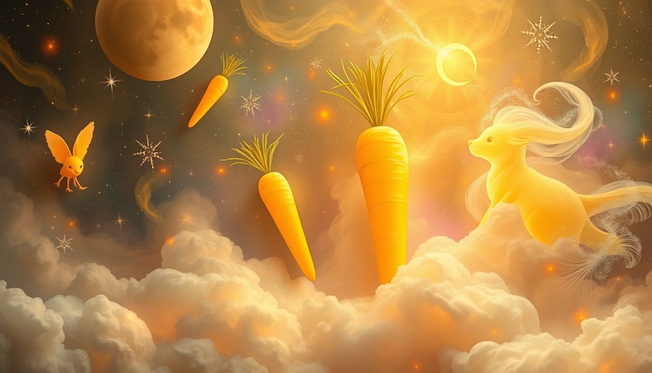 Dromen over gele wortels symboliseren vaak groei en dierenbescherming.