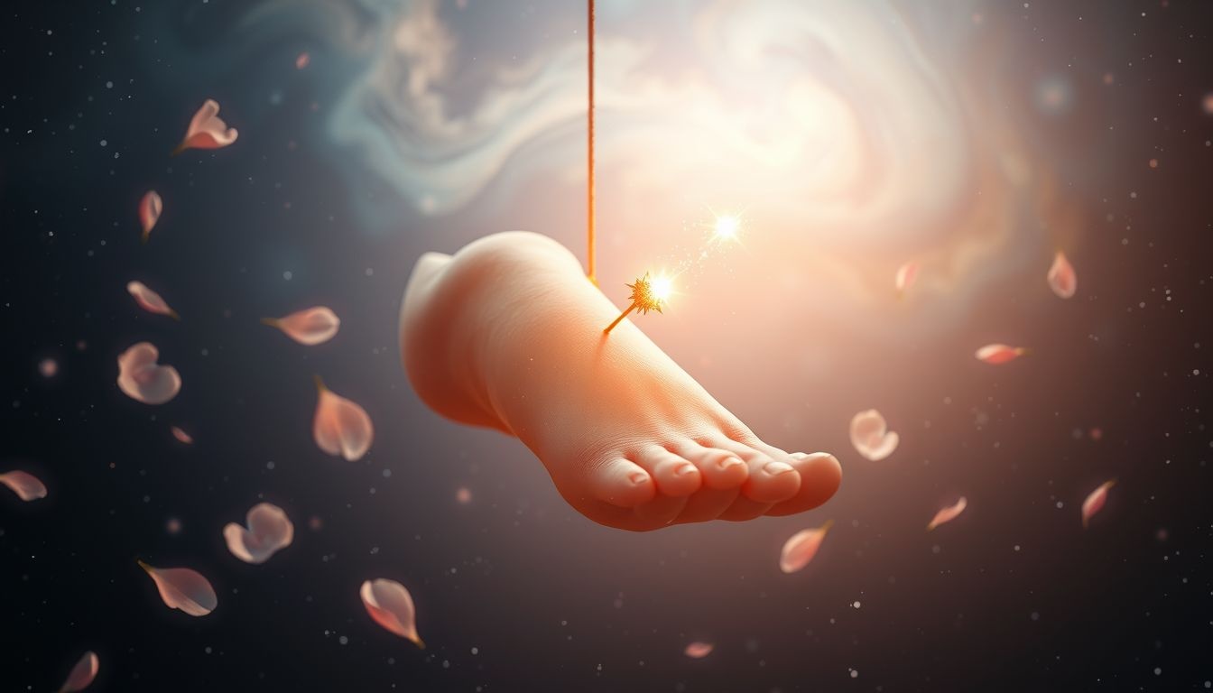 Een doorn in je voet symboliseert hinder in je levenspad.