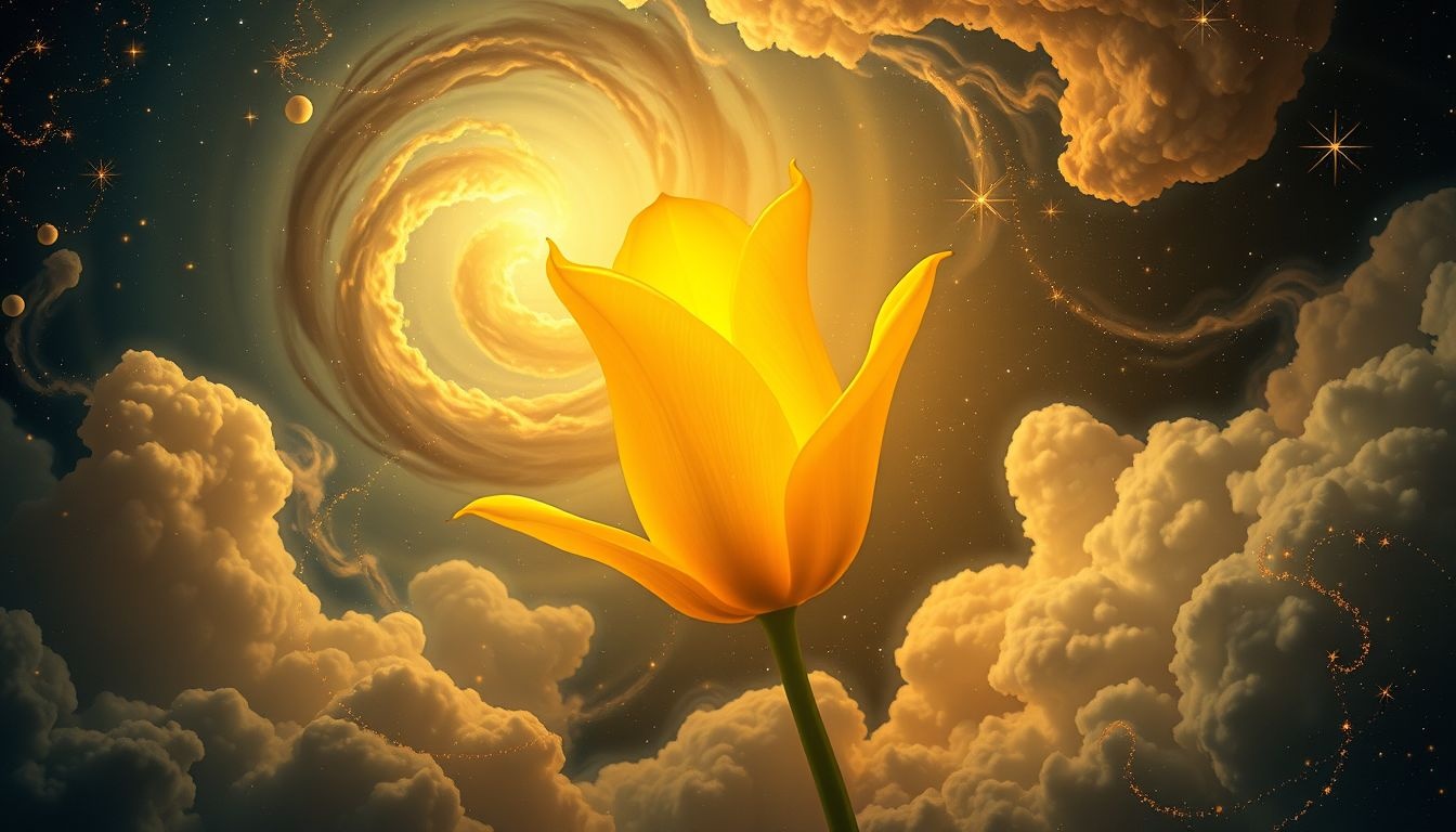 Een gele tulp in droom symboliseert vreugde en nieuwe kansen.