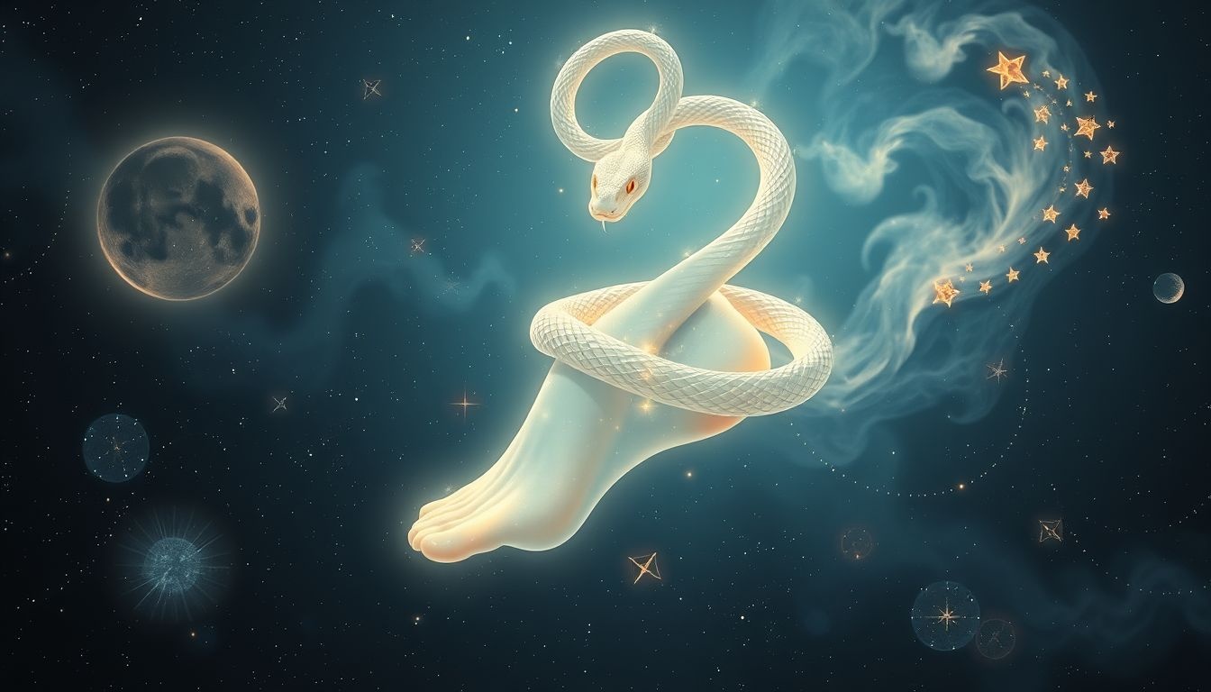 Een slang die je voet bijt symboliseert onverwachte bedreigingen.