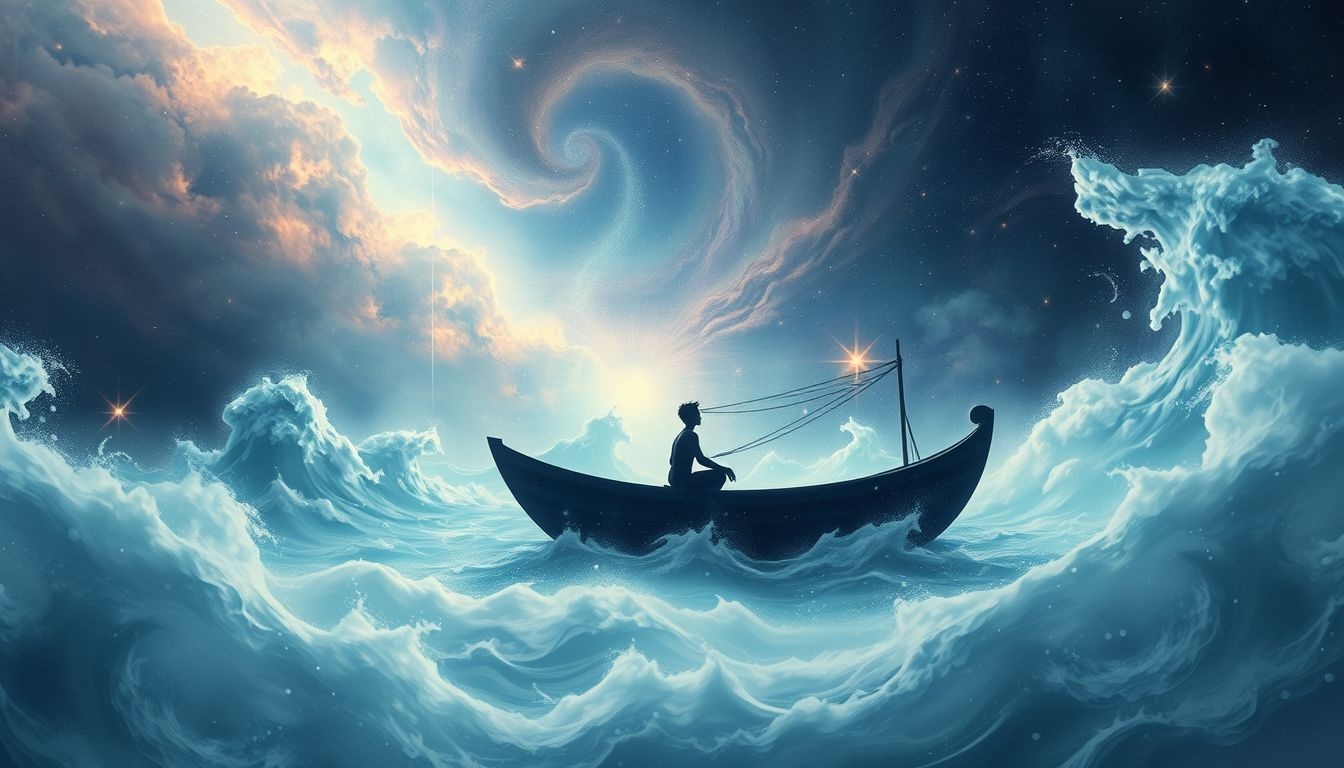 Dromen over storm en reddingsboot symboliseren emotionele turbulentie en hoop.