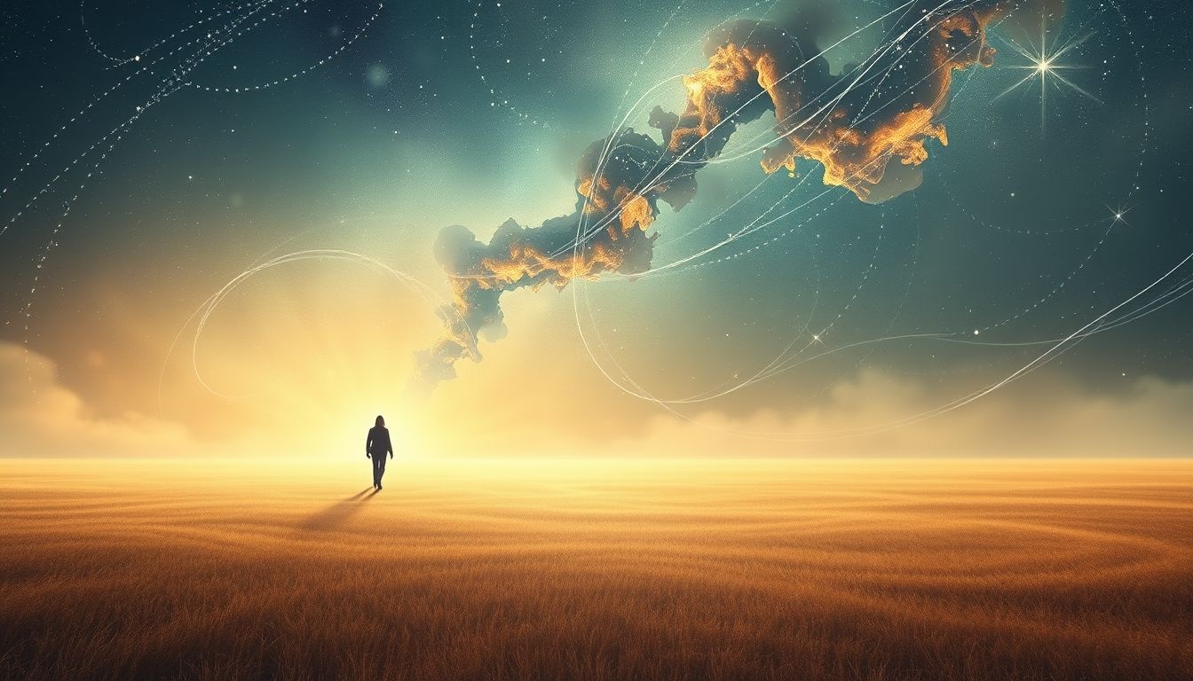Wandelen in een open veld symboliseert vrijheid en innerlijke rust.