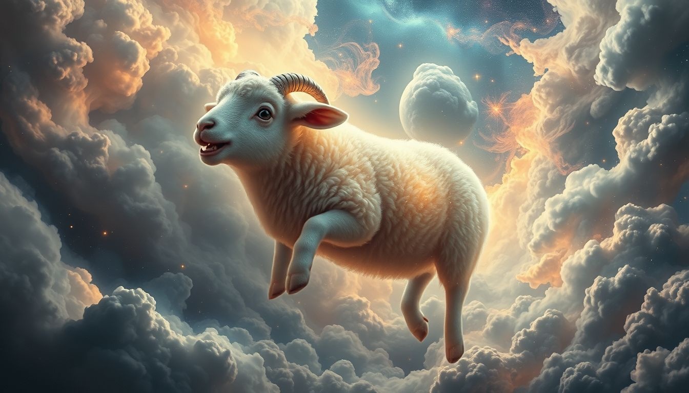 Een blèrend schaap tijdens storm symboliseert angst en kwetsbaarheid.
