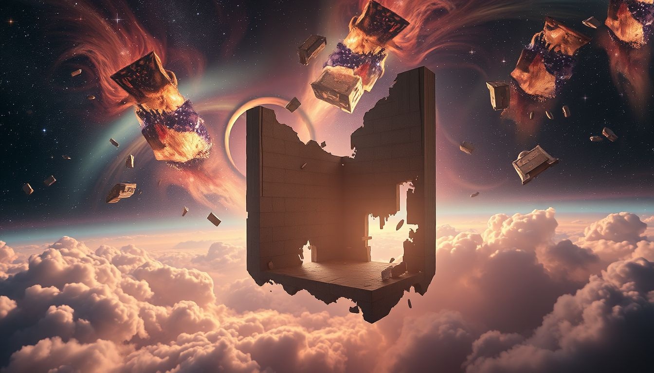 Een instortend hoekhuis symboliseert angst voor verlies van stabiliteit.