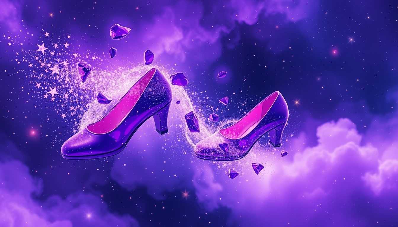 Dromen over gestolen paarse schoenen symboliseren verloren persoonlijke kracht.