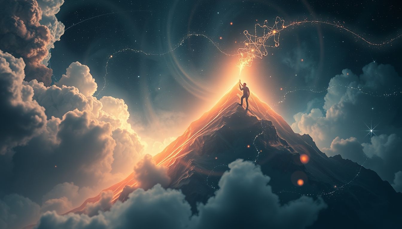 Een zware last beklimmen symboliseert overwonnen uitdagingen en groei.