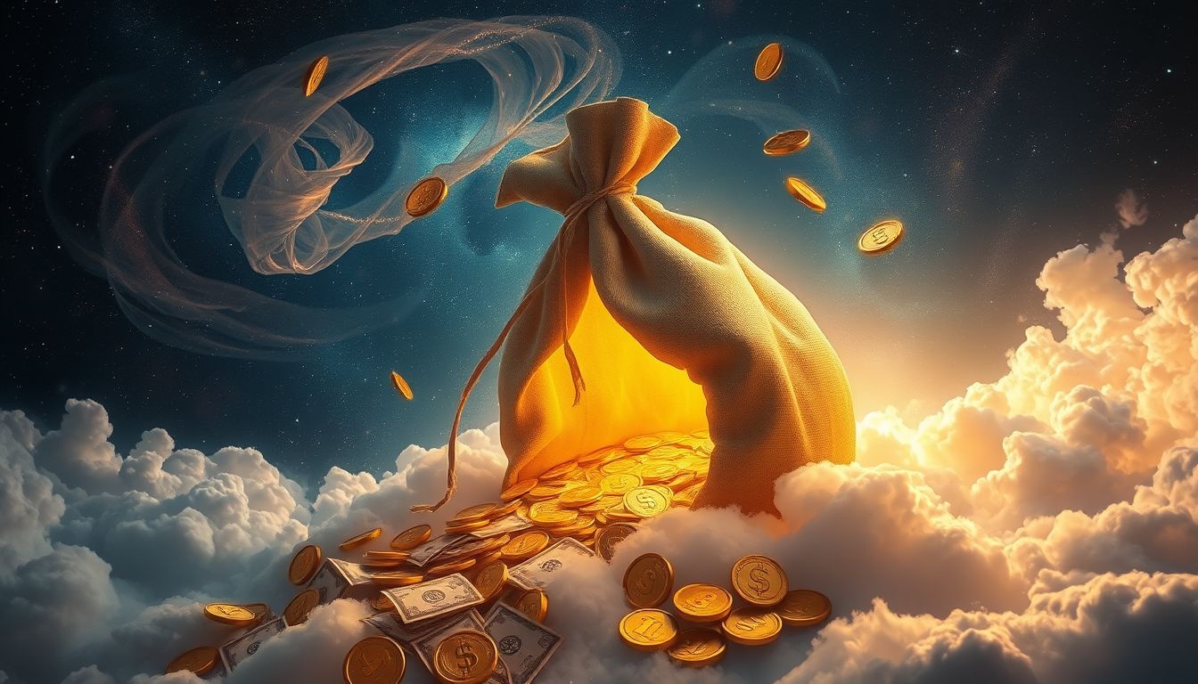 Een gescheurde tas met geld symboliseert financiële zorgen en verlies.