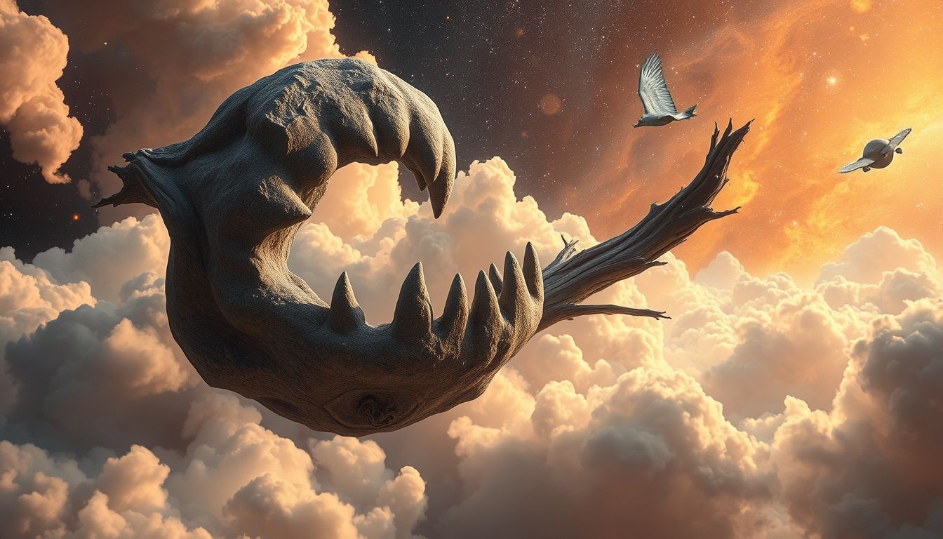 Een kaak van steen symboliseert onverzettelijkheid en innerlijke kracht.