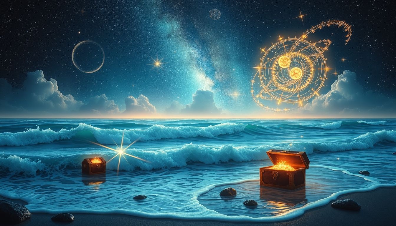 Een schat aan de zeekust symboliseert verborgen emotionele rijkdom.